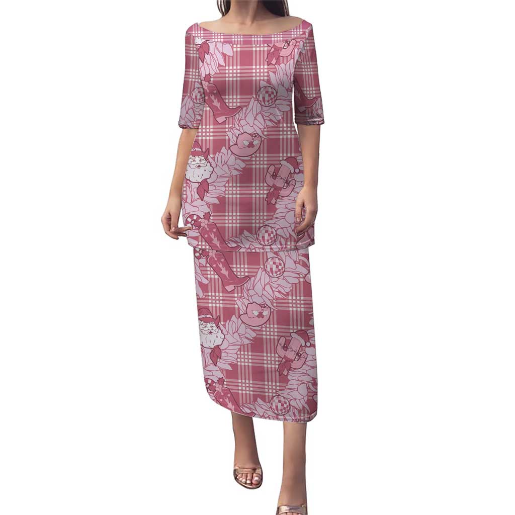 Pink Palaka Hawaii Cowboy Christmas Puletasi Paniolo Mix Maile Lei - Polynesian Pride