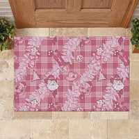 Pink Palaka Hawaii Cowboy Christmas Rubber Doormat Paniolo Mix Maile Lei - Polynesian Pride