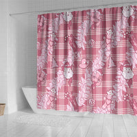 Pink Palaka Hawaii Cowboy Christmas Shower Curtain Paniolo Mix Maile Lei - Polynesian Pride
