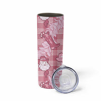 Pink Palaka Hawaii Cowboy Christmas Skinny Tumbler Paniolo Mix Maile Lei - Polynesian Pride
