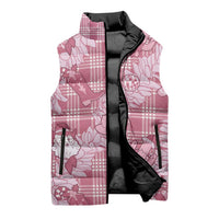 Pink Palaka Hawaii Cowboy Christmas Sleeveless Puffer Jacket Paniolo Mix Maile Lei - Polynesian Pride