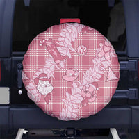 Pink Palaka Hawaii Cowboy Christmas Spare Tire Cover Paniolo Mix Maile Lei - Polynesian Pride