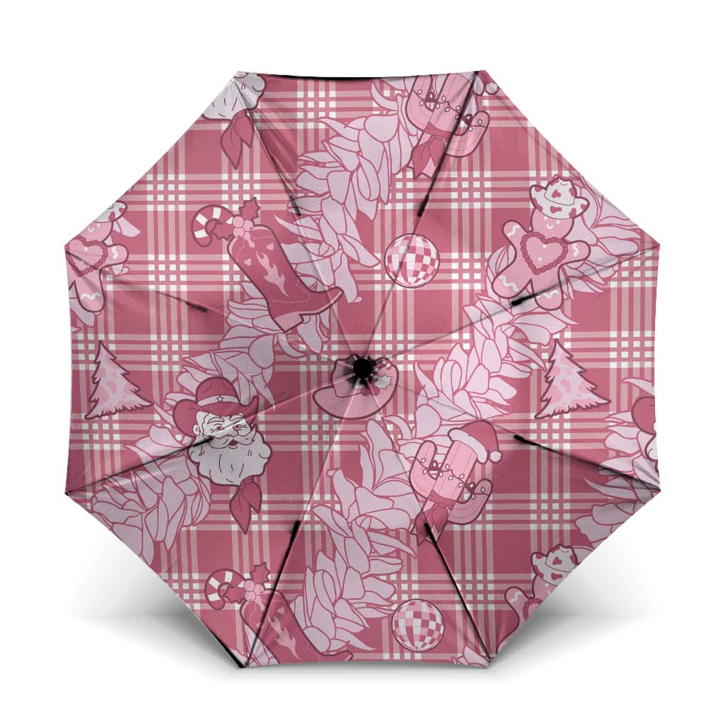 Pink Palaka Hawaii Cowboy Christmas Umbrella Paniolo Mix Maile Lei - Polynesian Pride