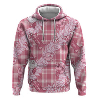 Pink Palaka Hawaii Cowboy Christmas Zip Hoodie Paniolo Mix Maile Lei - Polynesian Pride