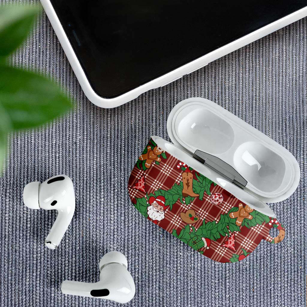 Red Palaka Hawaii Cowboy Christmas AirPods Case Paniolo Mix Maile Lei LT7 - Polynesian Pride