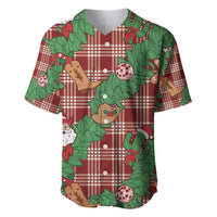 Red Palaka Hawaii Cowboy Christmas Baseball Jersey Paniolo Mix Maile Lei - Polynesian Pride