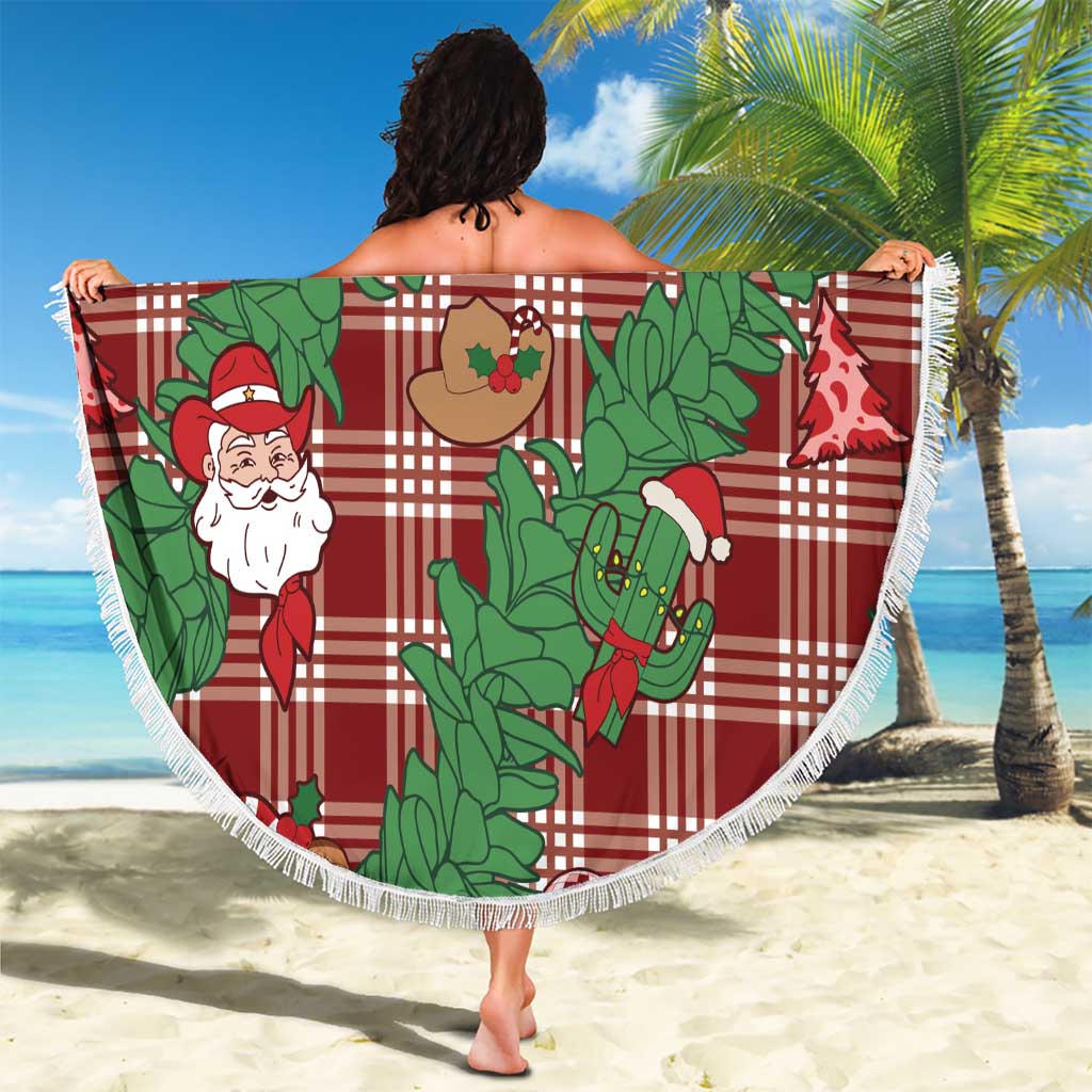 Red Palaka Hawaii Cowboy Christmas Beach Blanket Paniolo Mix Maile Lei LT7 - Polynesian Pride