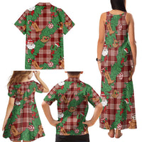Red Palaka Hawaii Cowboy Christmas Family Matching Tank Maxi Dress and Hawaiian Shirt Paniolo Mix Maile Lei - Polynesian Pride