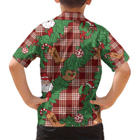 Red Palaka Hawaii Cowboy Christmas Kid Hawaiian Shirt Paniolo Mix Maile Lei - Polynesian Pride