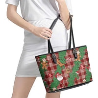 Red Palaka Hawaii Cowboy Christmas Leather Tote Bag Paniolo Mix Maile Lei - Polynesian Pride