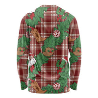 Red Palaka Hawaii Cowboy Christmas Long Sleeve Shirt Paniolo Mix Maile Lei - Polynesian Pride