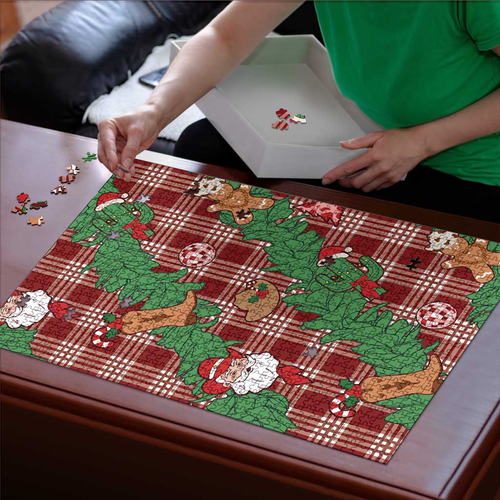 Red Palaka Hawaii Cowboy Christmas Puzzle Paniolo Mix Maile Lei LT7 - Polynesian Pride
