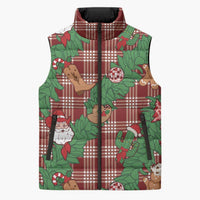 Red Palaka Hawaii Cowboy Christmas Sleeveless Puffer Jacket Paniolo Mix Maile Lei LT7 Unisex Red - Polynesian Pride