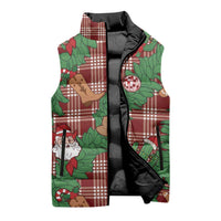Red Palaka Hawaii Cowboy Christmas Sleeveless Puffer Jacket Paniolo Mix Maile Lei LT7 - Polynesian Pride
