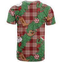 Red Palaka Hawaii Cowboy Christmas T Shirt Paniolo Mix Maile Lei - Polynesian Pride