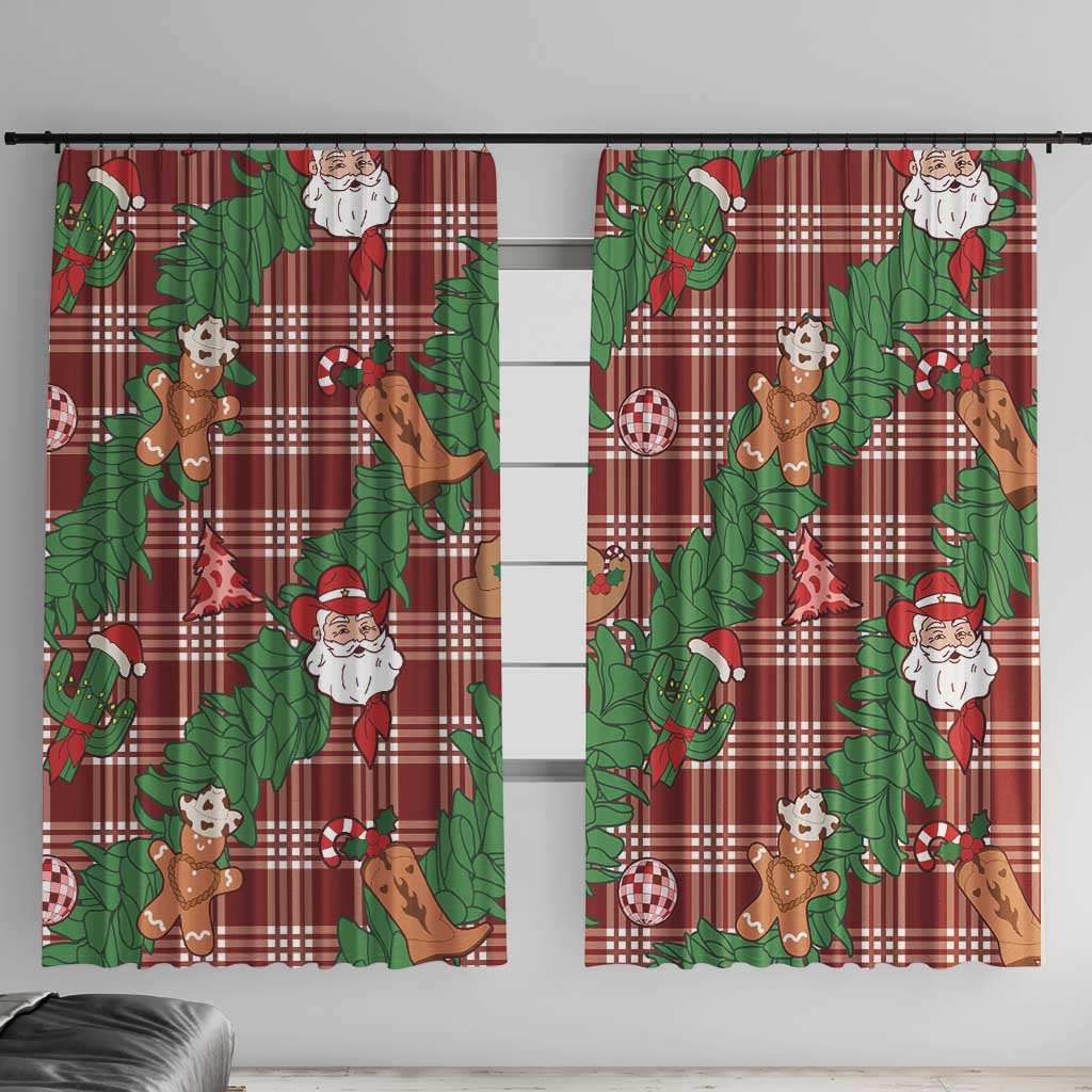 Red Palaka Hawaii Cowboy Christmas Window Curtain Paniolo Mix Maile Lei - Polynesian Pride