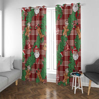 Red Palaka Hawaii Cowboy Christmas Window Curtain Paniolo Mix Maile Lei - Polynesian Pride
