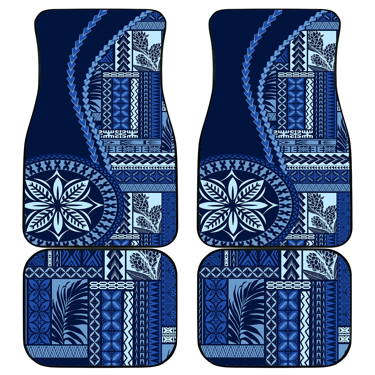 Samoa Siapo Motif Car Mats Classic Style - Bue Ver LT7 Blue - Polynesian Pride