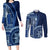 Samoa Siapo Motif Couples Matching Long Sleeve Bodycon Dress and Long Sleeve Button Shirt Classic Style - Bue Ver LT7 Blue - Polynesian Pride