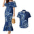 Samoa Siapo Motif Couples Matching Mermaid Dress and Hawaiian Shirt Classic Style - Bue Ver LT7 Blue - Polynesian Pride