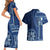 Samoa Siapo Motif Couples Matching Short Sleeve Bodycon Dress and Hawaiian Shirt Classic Style - Bue Ver LT7 - Polynesian Pride