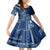 Samoa Siapo Motif Family Matching Off Shoulder Short Dress and Hawaiian Shirt Classic Style - Bue Ver LT7 Daughter's Dress Blue - Polynesian Pride