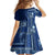 Samoa Siapo Motif Family Matching Off Shoulder Short Dress and Hawaiian Shirt Classic Style - Bue Ver LT7 - Polynesian Pride