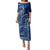 Samoa Siapo Motif Family Matching Puletasi Dress and Hawaiian Shirt Classic Style - Bue Ver LT7 Mom's Dress Blue - Polynesian Pride