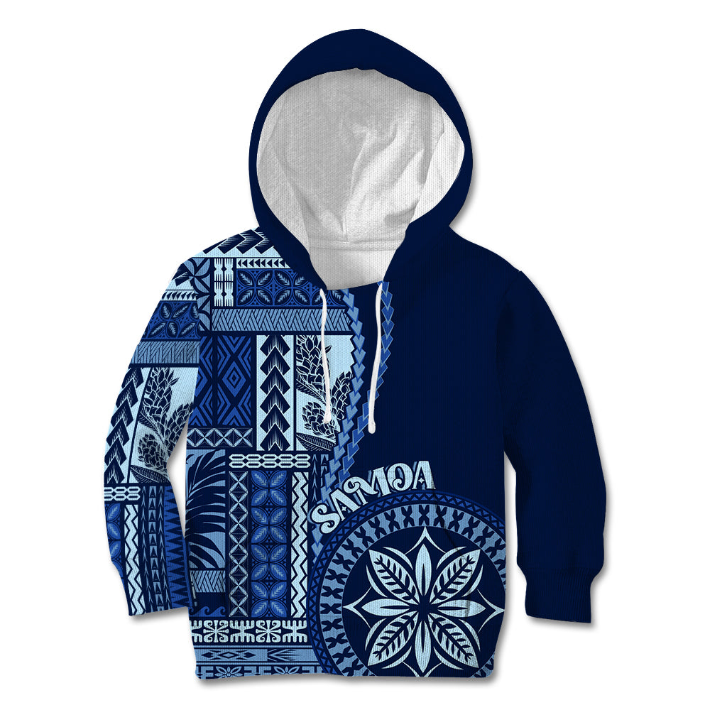 Samoa Siapo Motif Kid Hoodie Classic Style - Bue Ver LT7 Hoodie Blue - Polynesian Pride