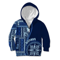Samoa Siapo Motif Kid Hoodie Classic Style - Bue Ver LT7 Zip Hoodie Blue - Polynesian Pride