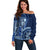 Samoa Siapo Motif Off Shoulder Sweater Classic Style - Bue Ver LT7 Women Blue - Polynesian Pride