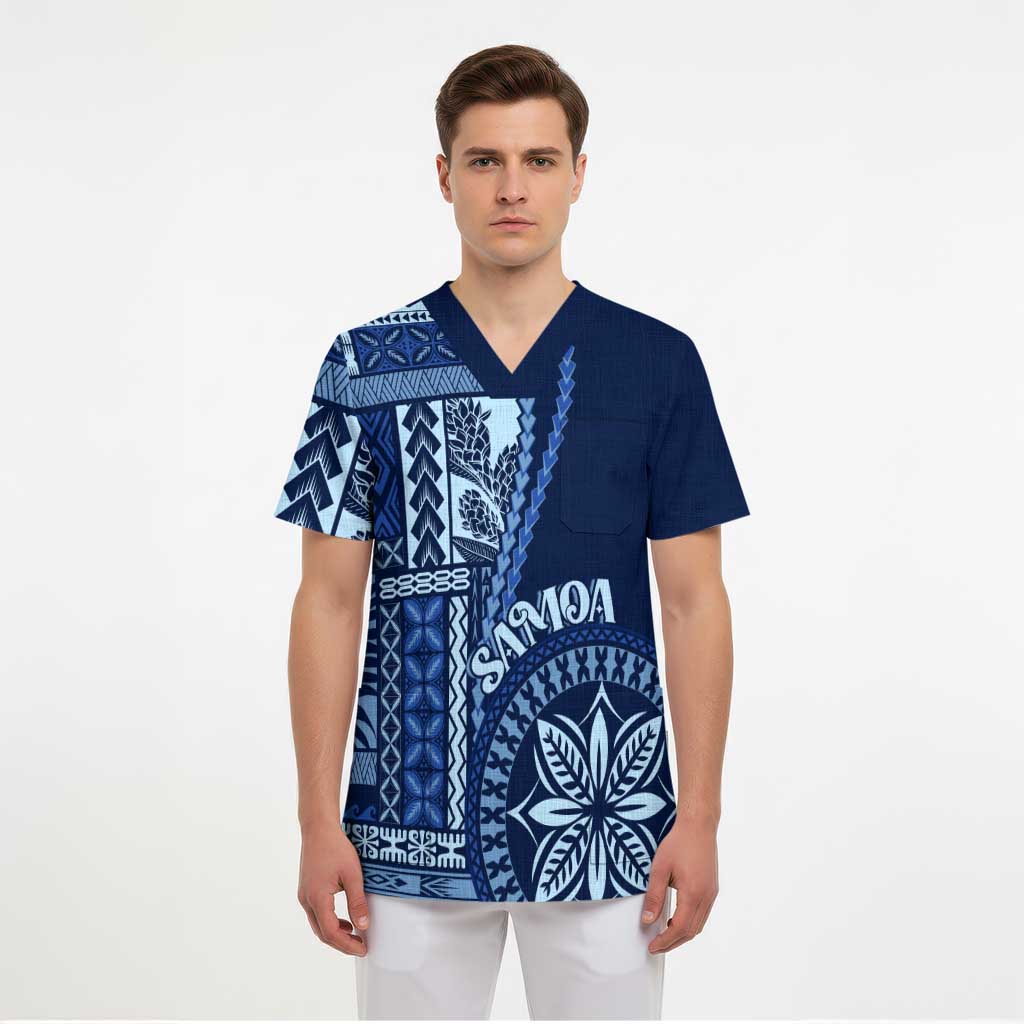 Samoa Siapo Motif Scrub Top Classic Style - Bue Ver - Polynesian Pride