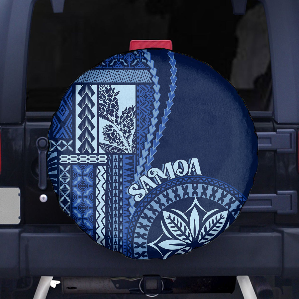 Samoa Siapo Motif Spare Tire Cover Classic Style - Bue Ver LT7 Blue - Polynesian Pride