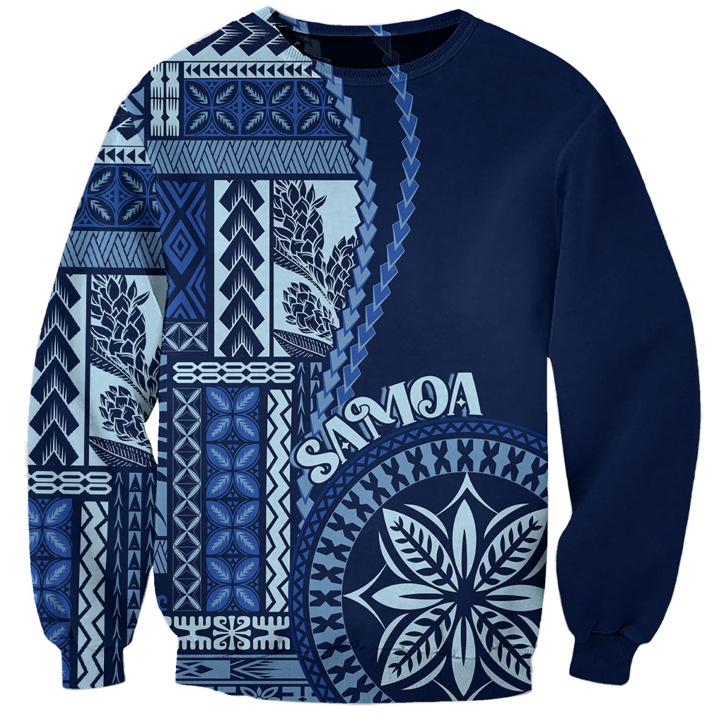 Samoa Siapo Motif Sweatshirt Classic Style - Bue Ver LT7 Unisex Blue - Polynesian Pride