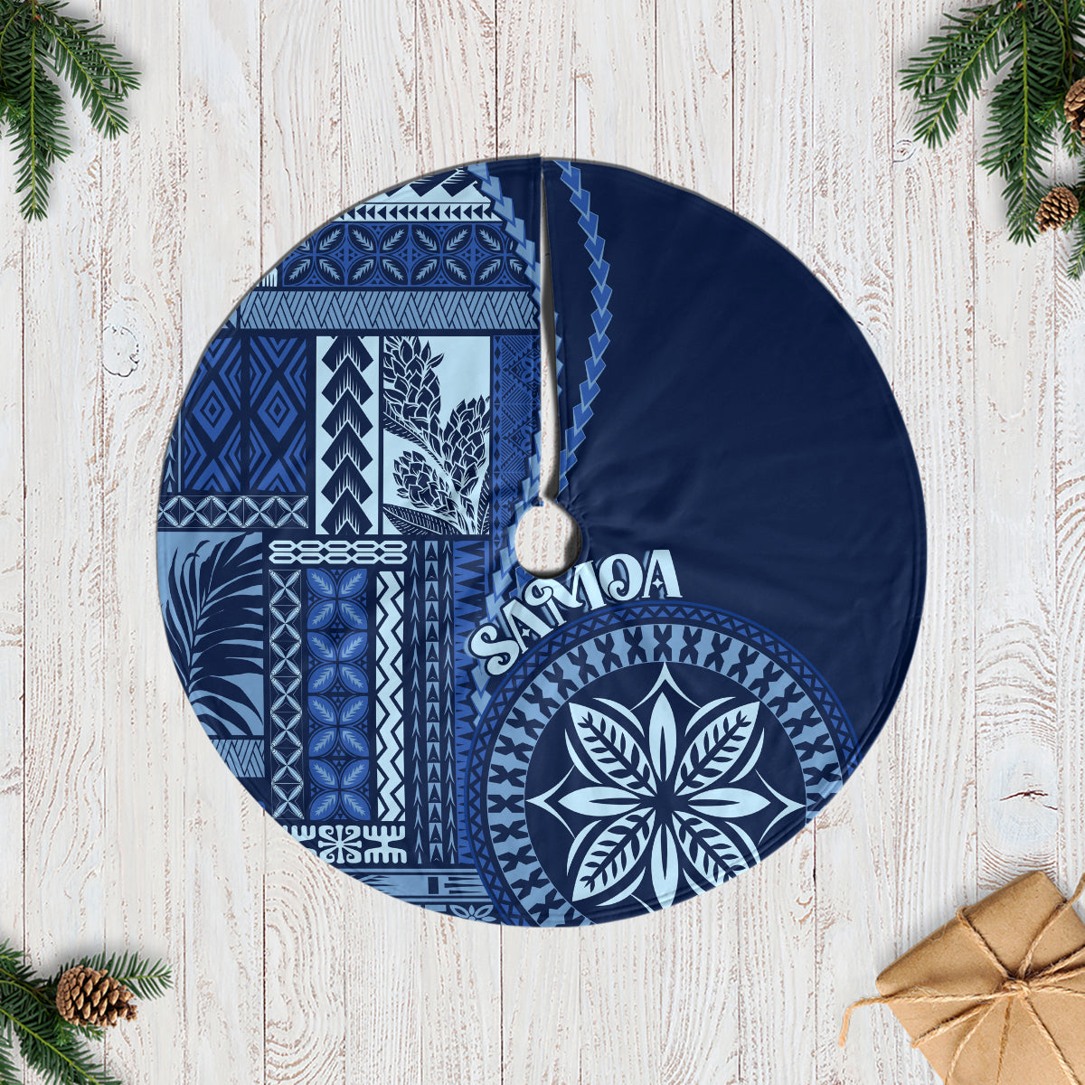 Samoa Siapo Motif Tree Skirt Classic Style - Bue Ver LT7 Casual Tree Skirts Blue - Polynesian Pride