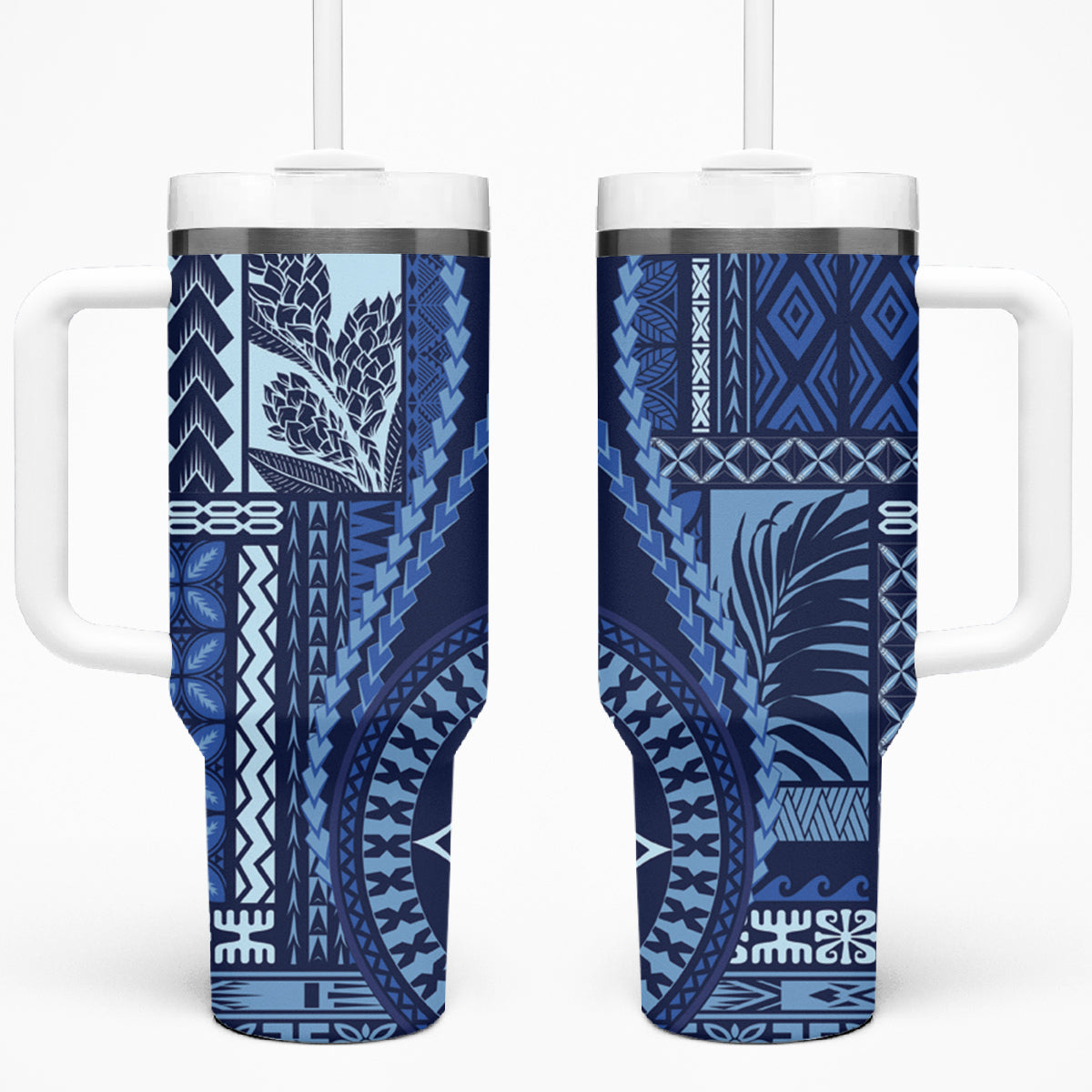 Samoa Siapo Motif Tumbler With Handle Classic Style - Blue Ver