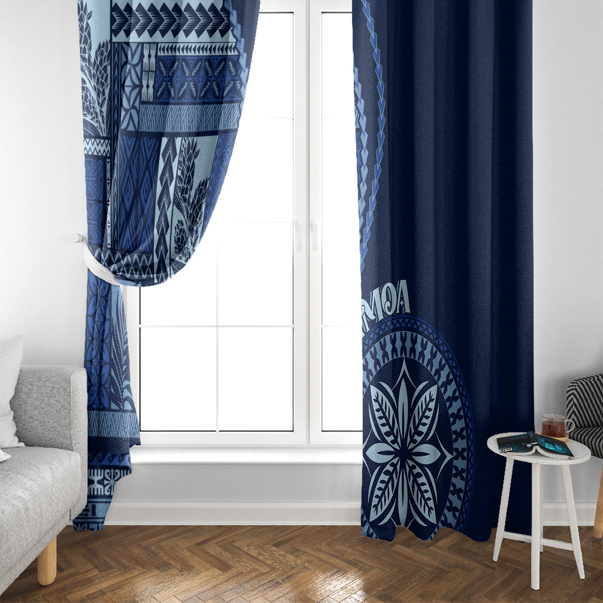 Samoa Siapo Motif Window Curtain Classic Style - Bue Ver LT7 - Polynesian Pride