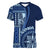 Samoa Siapo Motif Women V Neck T Shirt Classic Style - Bue Ver LT7 Female Blue - Polynesian Pride