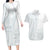 Samoa White Sunday Couples Matching Long Sleeve Bodycon Dress and Hawaiian Shirt Classic Siapo Style LT7 White - Polynesian Pride