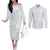 Samoa White Sunday Couples Matching Off The Shoulder Long Sleeve Dress and Long Sleeve Button Shirt Classic Siapo Style LT7 White - Polynesian Pride