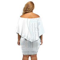 Samoa White Sunday Family Matching Off Shoulder Short Dress and Hawaiian Shirt Classic Siapo Style LT7 - Polynesian Pride