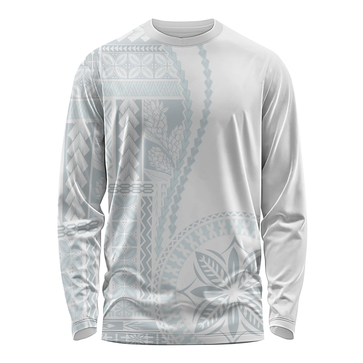 Samoa White Sunday Long Sleeve Shirt Classic Siapo Style LT7 Unisex White - Polynesian Pride