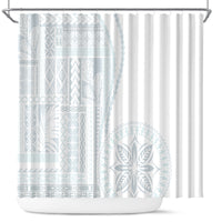 Samoa White Sunday Shower Curtain Classic Siapo Style LT7 White - Polynesian Pride