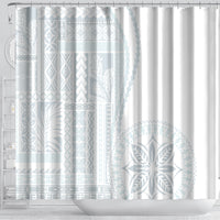 Samoa White Sunday Shower Curtain Classic Siapo Style LT7 - Polynesian Pride
