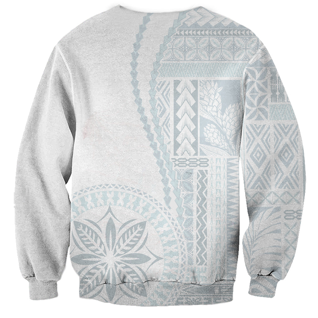 Samoa White Sunday Sweatshirt Classic Siapo Style LT7 - Polynesian Pride