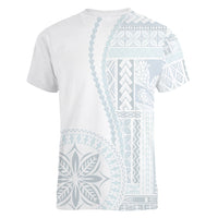 Samoa White Sunday Women V Neck T Shirt Classic Siapo Style LT7 - Polynesian Pride