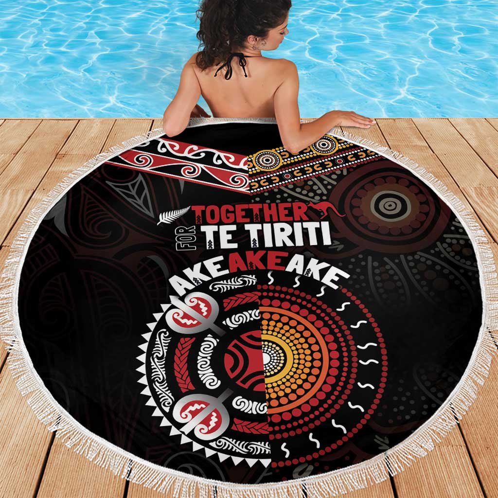 Aotearoa and Australia Indigenous Beach Blanket Stand Together For Te Tiriti LT7 - Polynesian Pride