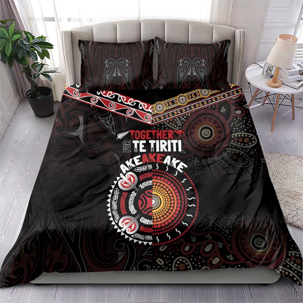 Aotearoa and Australia Indigenous Bedding Set Stand Together For Te Tiriti