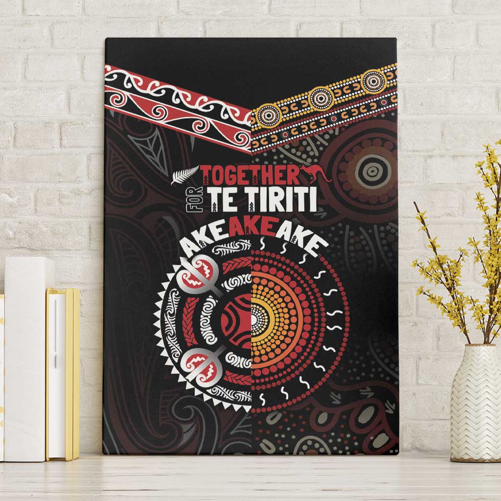 Aotearoa and Australia Indigenous Canvas Wall Art Stand Together For Te Tiriti LT7 Without Frame Black - Polynesian Pride