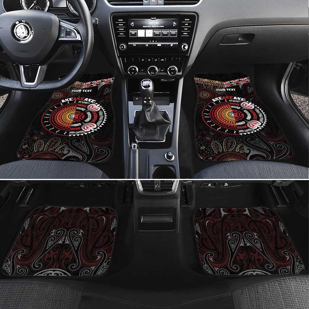 Aotearoa and Australia Indigenous Car Mats Stand Together For Te Tiriti LT7 Set 4pcs Black - Polynesian Pride
